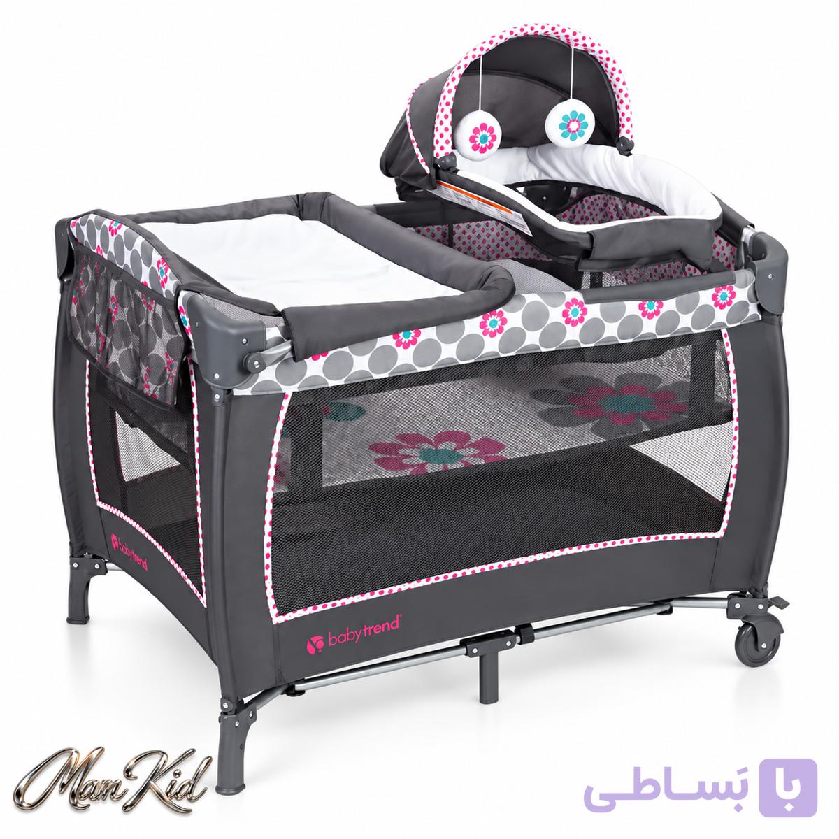 تخت و پارک کودک Baby Trend Lil’ Snooze Deluxe II مدل Daisy Dots — تصویر 1
