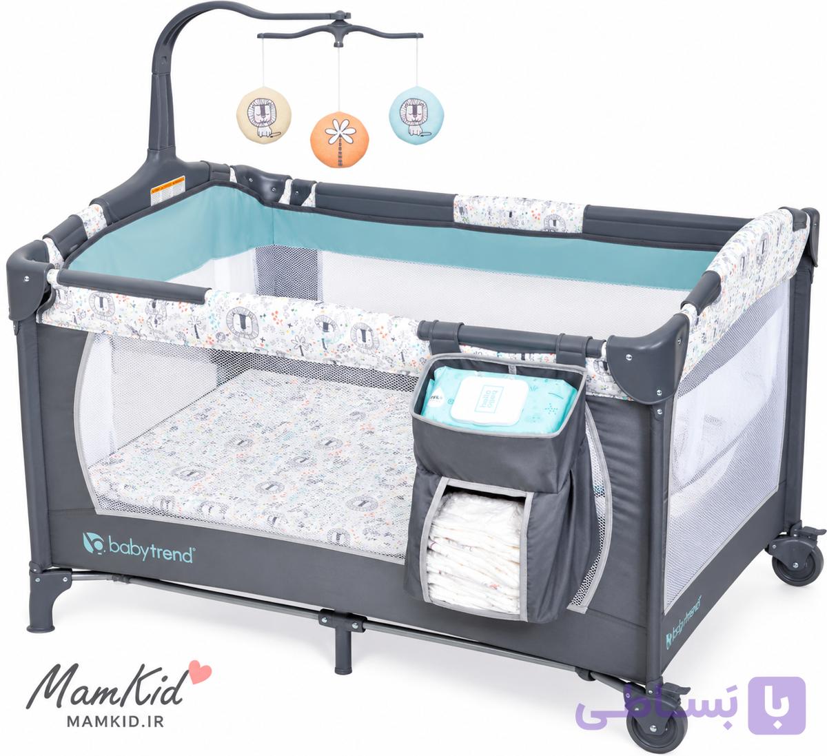 پارک بازی و تخت مسافرتی نوزاد بیبی ترند Baby Trend PY81E40A EZ Rest Deluxe Nursery Center Jungle King — تصویر 1