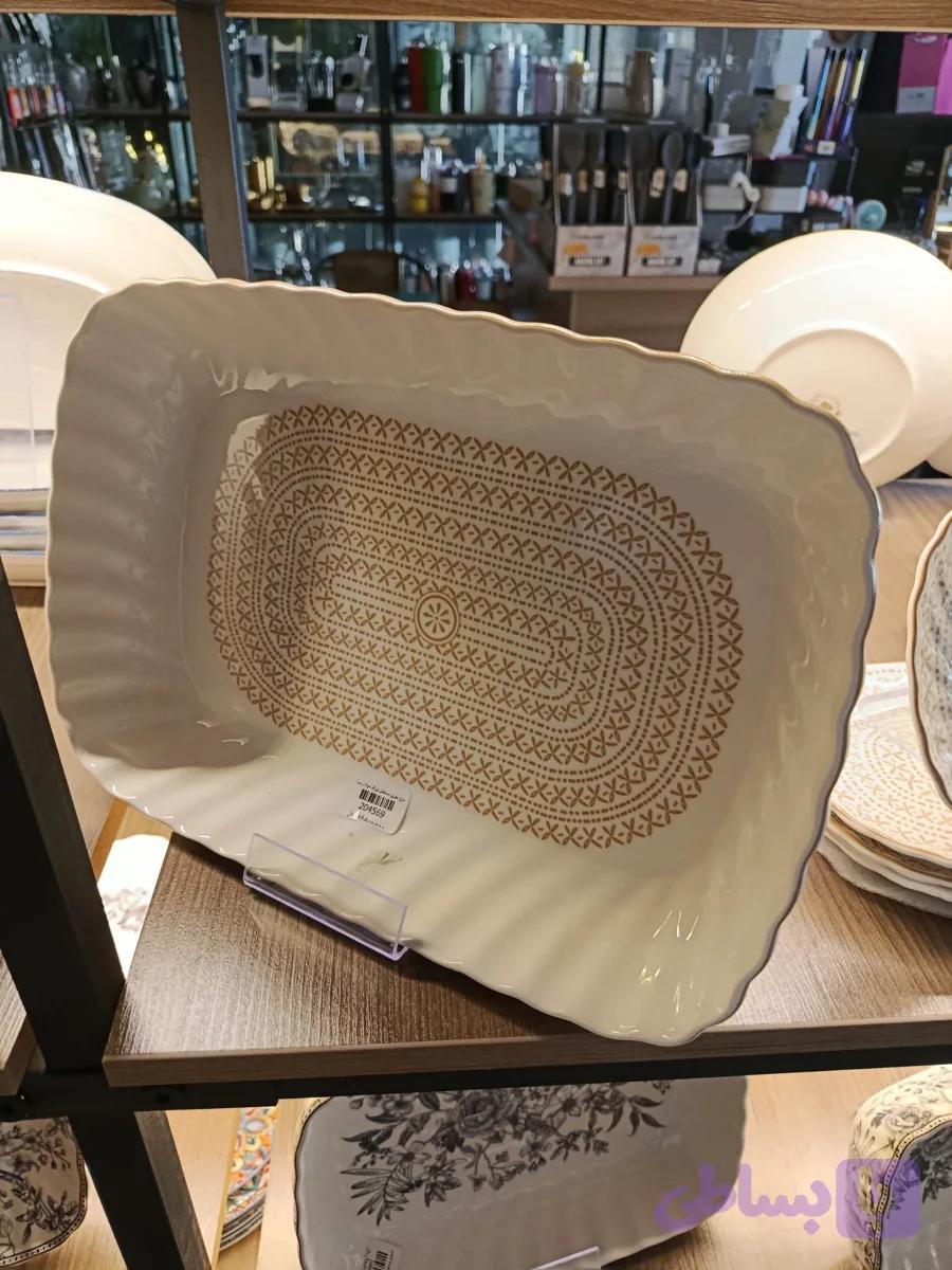 مرغ خوری مستطیل بزرگ موکا Large Rectangular Mocha Serving Dish