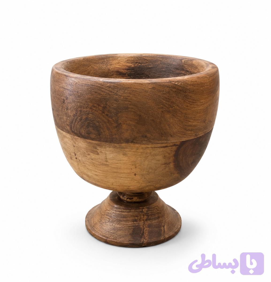 ظرف چوبی پایه دار Footed wooden bowl — تصویر 1