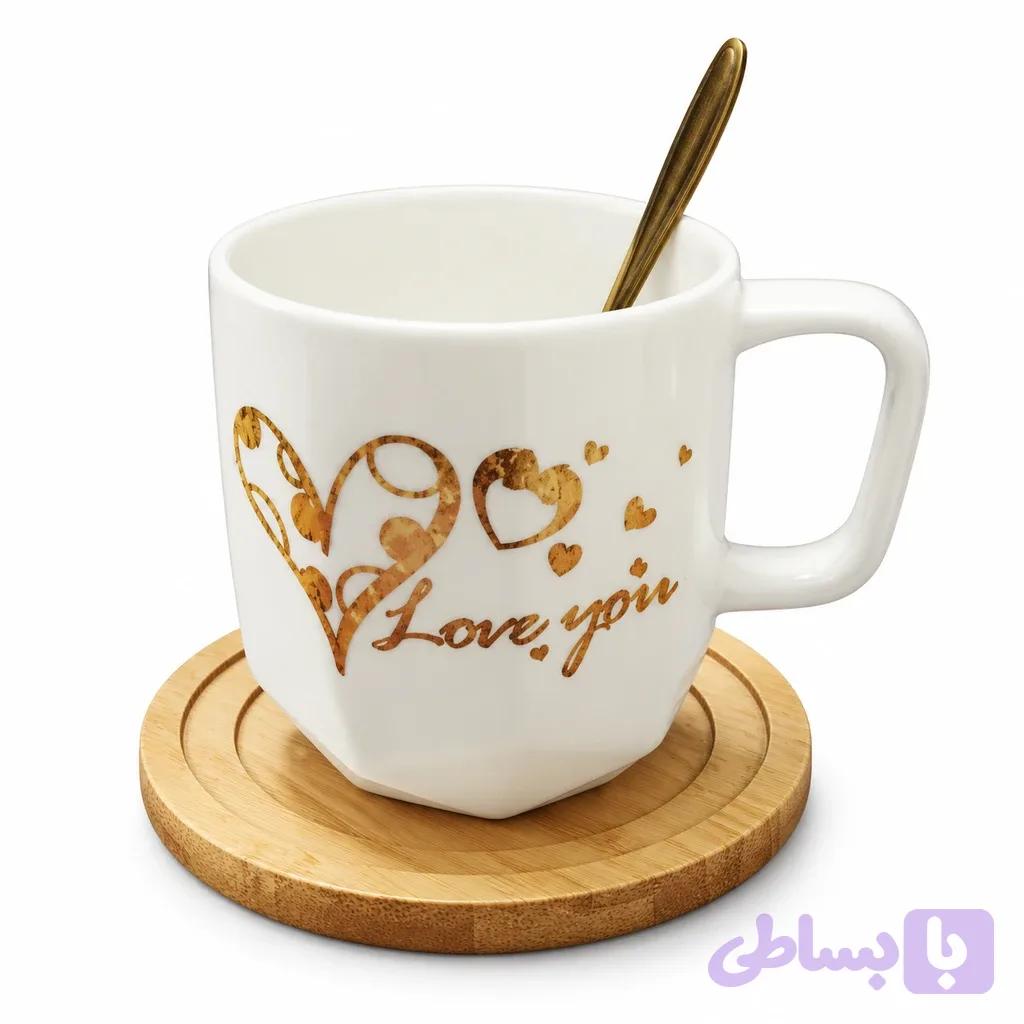 ماگ سرامیک قاشق دار Ceramic mug with a spoon — تصویر 1