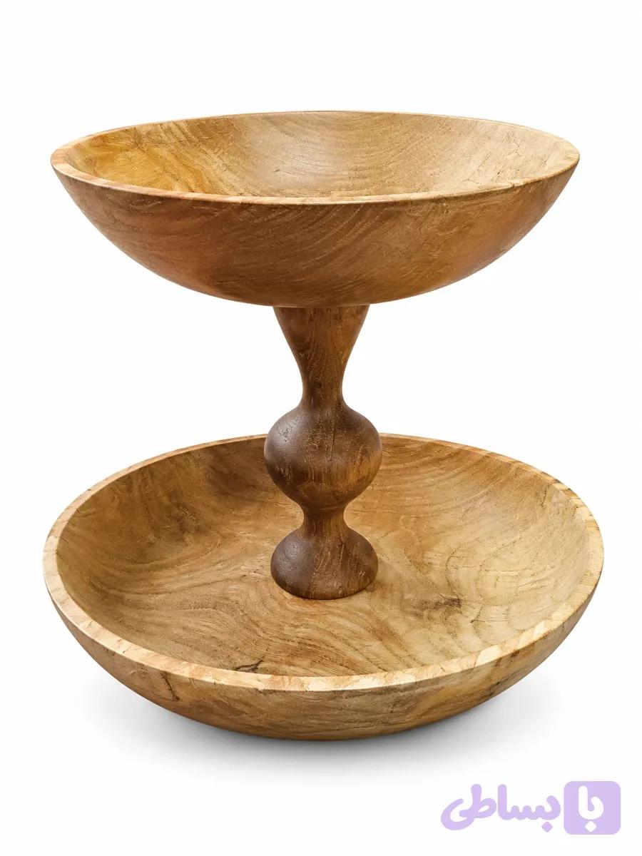 ظرف چوبی ۲ طبقه Two-tier wooden tray — تصویر 1