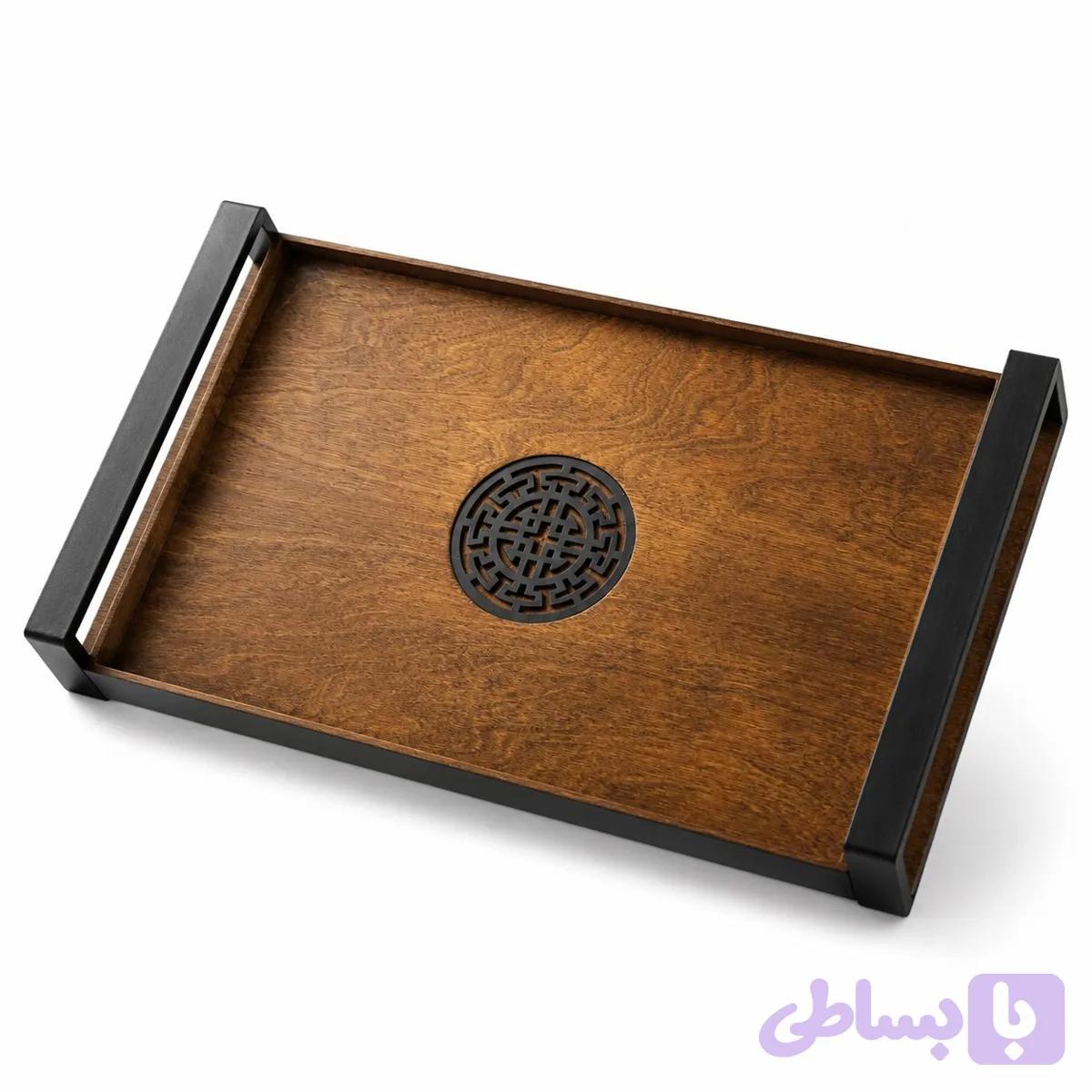 سینی چوبی دور فلزى — تصویر 1