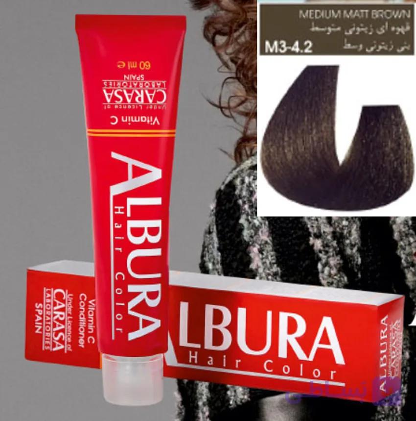 آلبورا رنگ مو 100 میل قهوه ای زیتونی متوسط M3 — تصویر 1