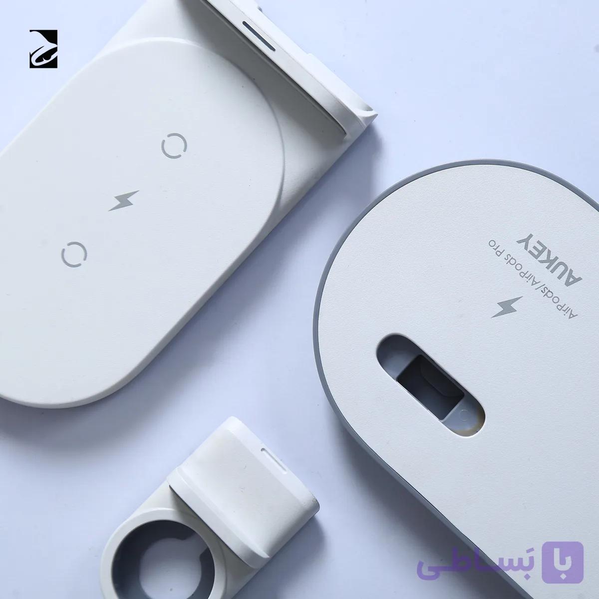شارژر وایرلس Aukey LC-A3: ایستگاه شارژ هوشمند 3 در 1