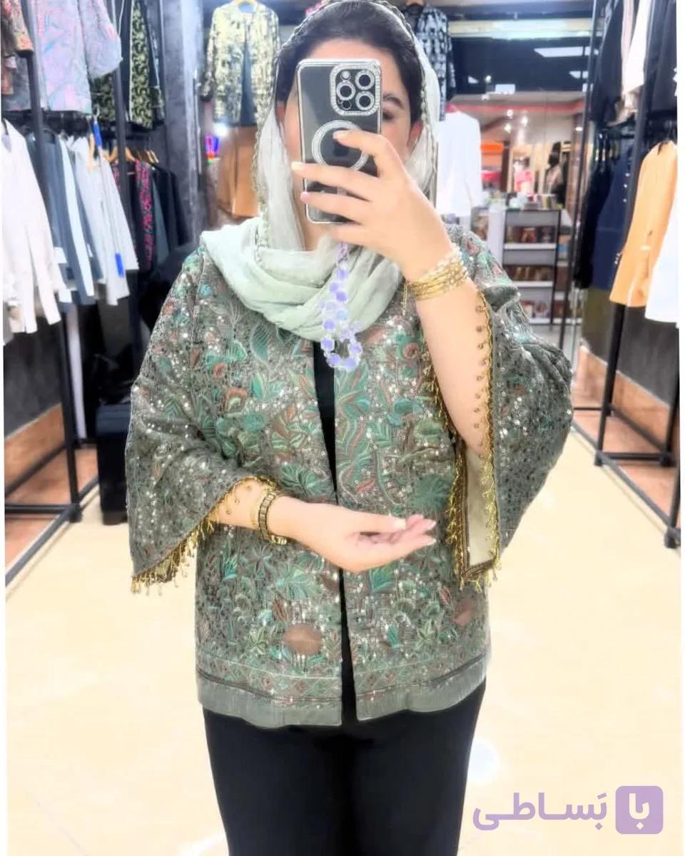 مانتو مخمل سوزندوزی هندی — تصویر 1