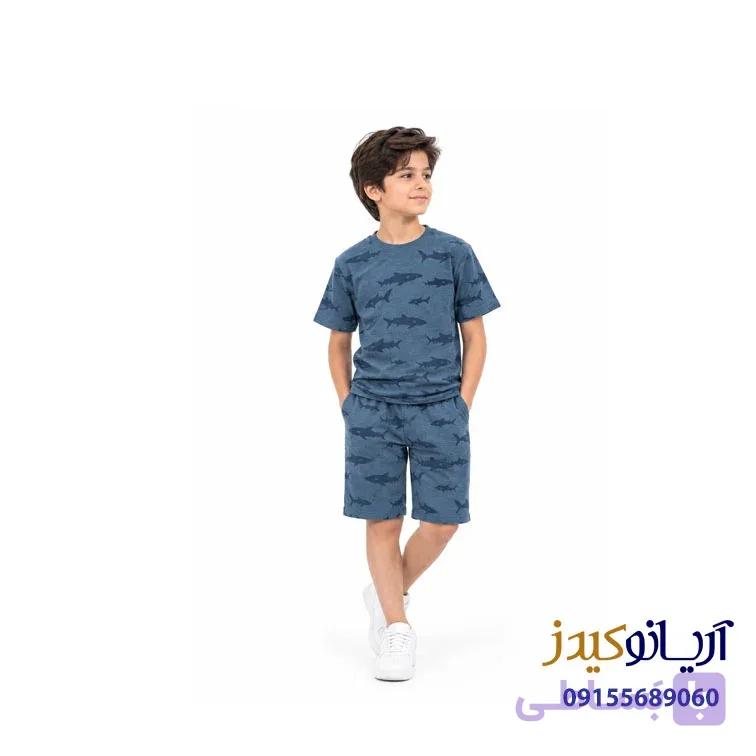 ست بلوز شلوارک پسرانه کوسه آبی برند F&F — تصویر 1