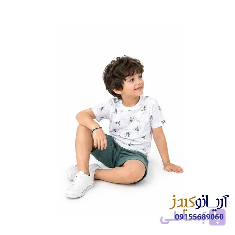 تیشرت سفید آستین کوتاه طرح نخل برند لوپیلو — تصویر 1