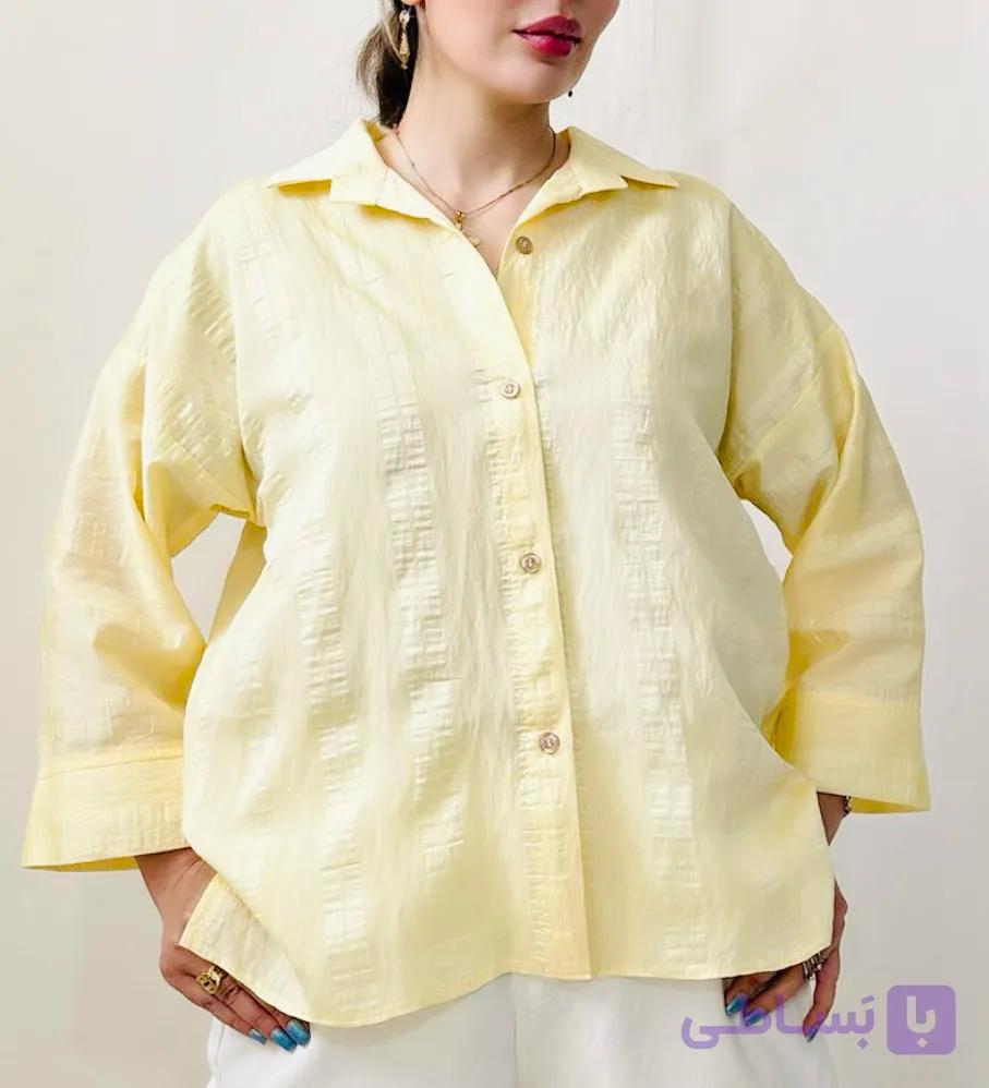 شومیز زنانه مدل آی جان سایز ۳۶تا۴۸رنگ کره ای و صورتی