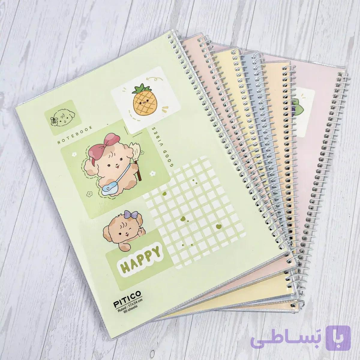دفتر مجلد ۶۰ برگ برند پیتیکو طرح حیوانات — تصویر 1