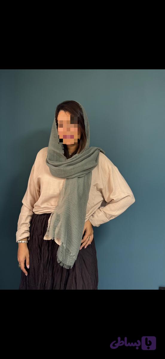 شال زنانه طرح لونه زنبوری پایین ریش