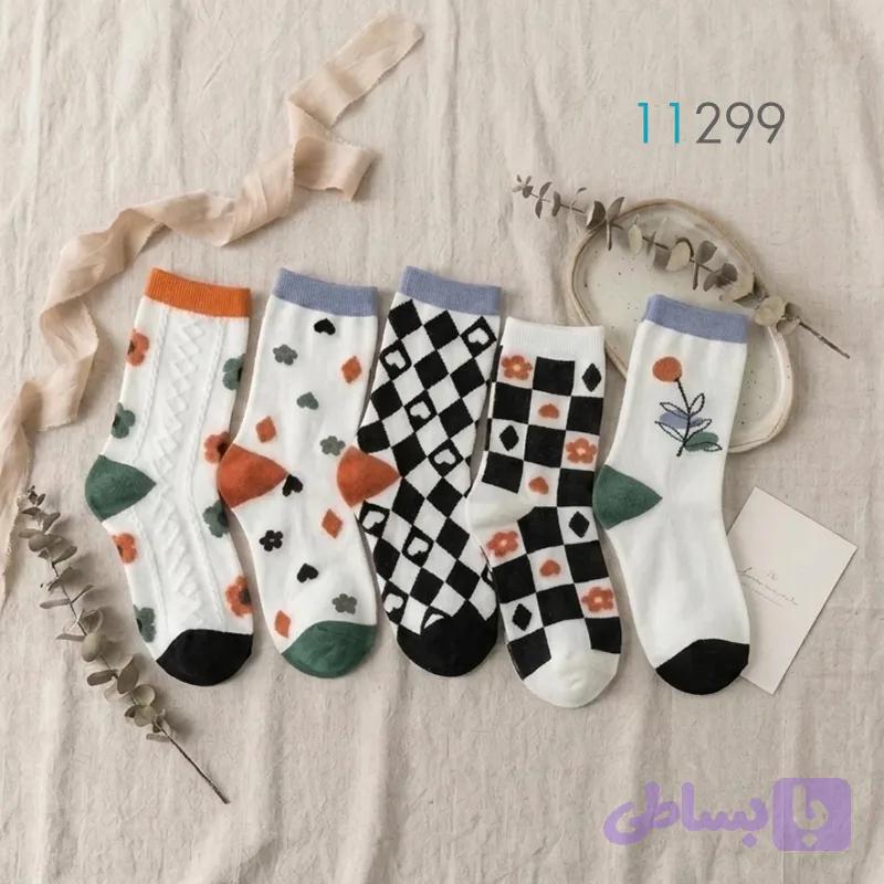 پک ۵ جفتی جوراب ساقدار طرح کریسمسی