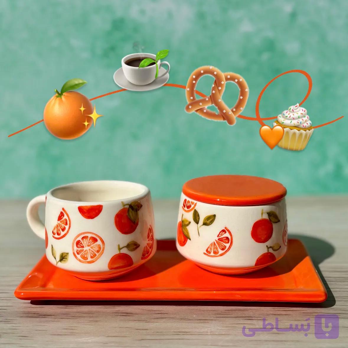 ست چای خوری تک نفره طرح پرتقال