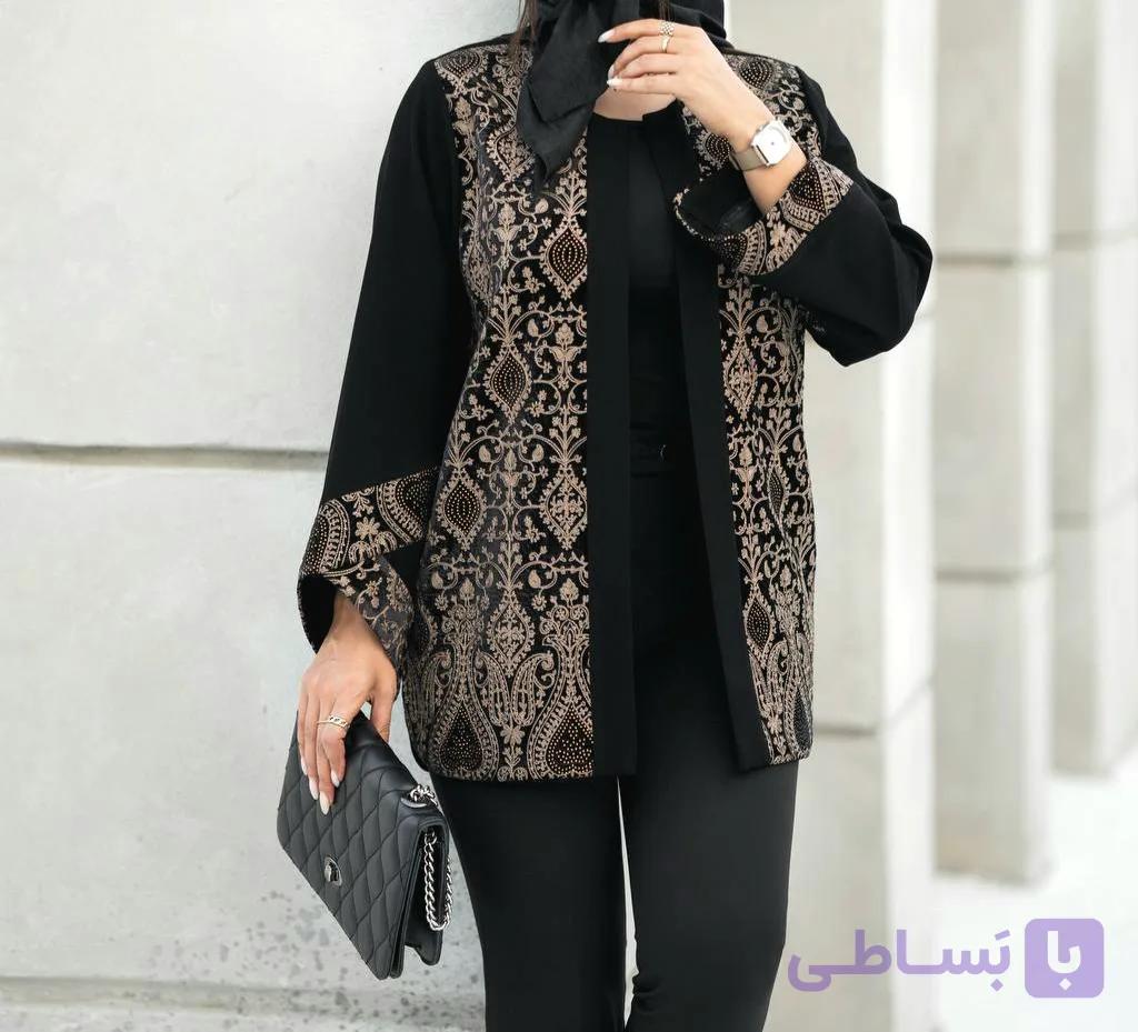 کت زنانه مجلسی کرپ مرویجت با خرجکار مخمل سوزندوزی