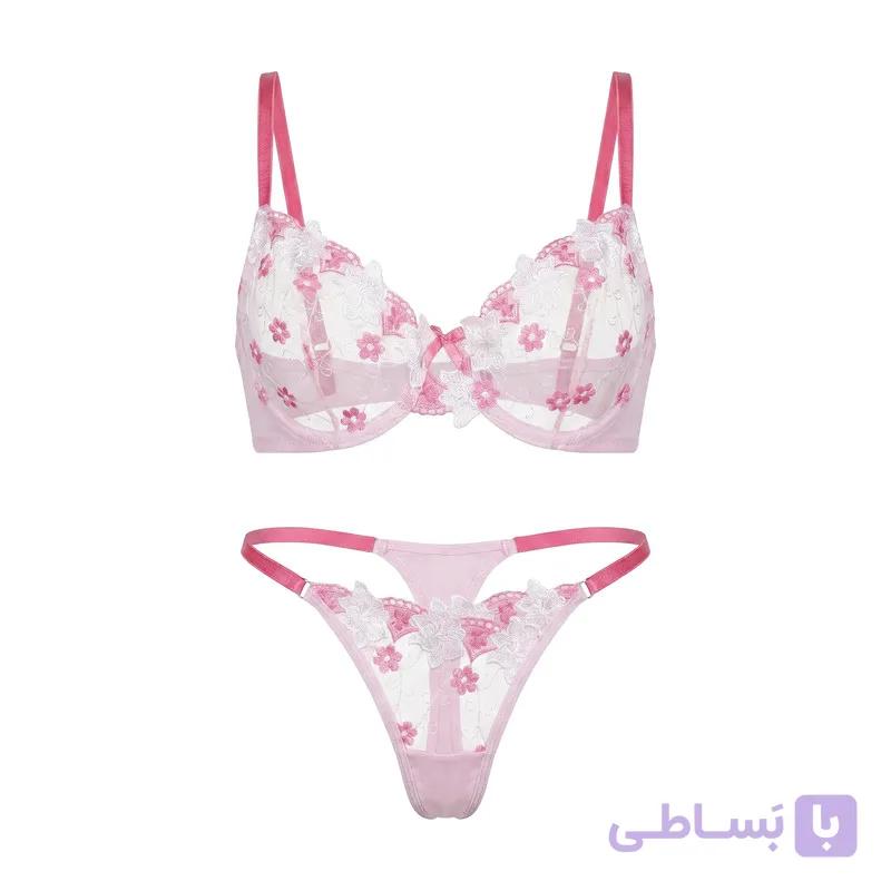 ست لباس زیر توری زنانه لمون مدل گلدار پینترستی — تصویر 1