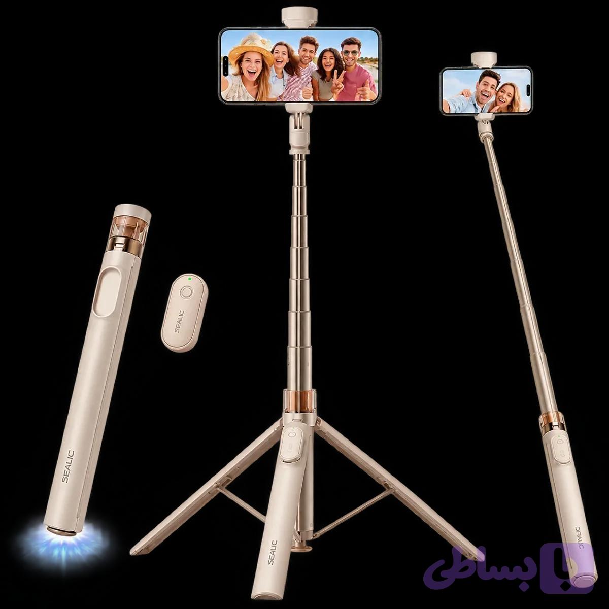 مونوپاد و سه پایه تاشو همراه با ریموت کنترل برند سیجیک SEAJIC TRIPOD SELFI STICK AB230 — تصویر 1