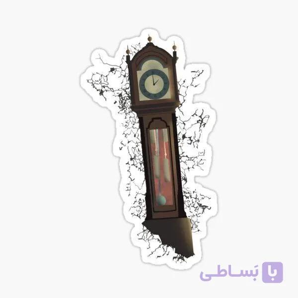 استیکر ضدآب برش خورده طرح ساعت کج نقاشی ۳ سانتی متر