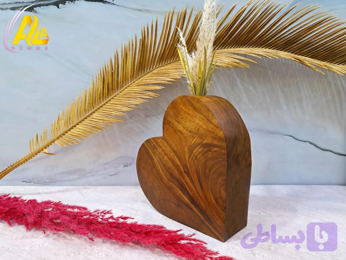 گلدان مینیمال قلبی بزرگ چوب گردو — تصویر 1