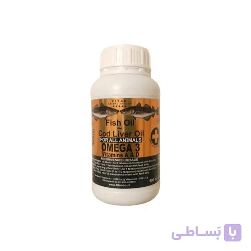 روغن ماهی درمان ریزش مو سگ و گربه تیتان مدل امگا 3 حجم 500 میلی لیتر