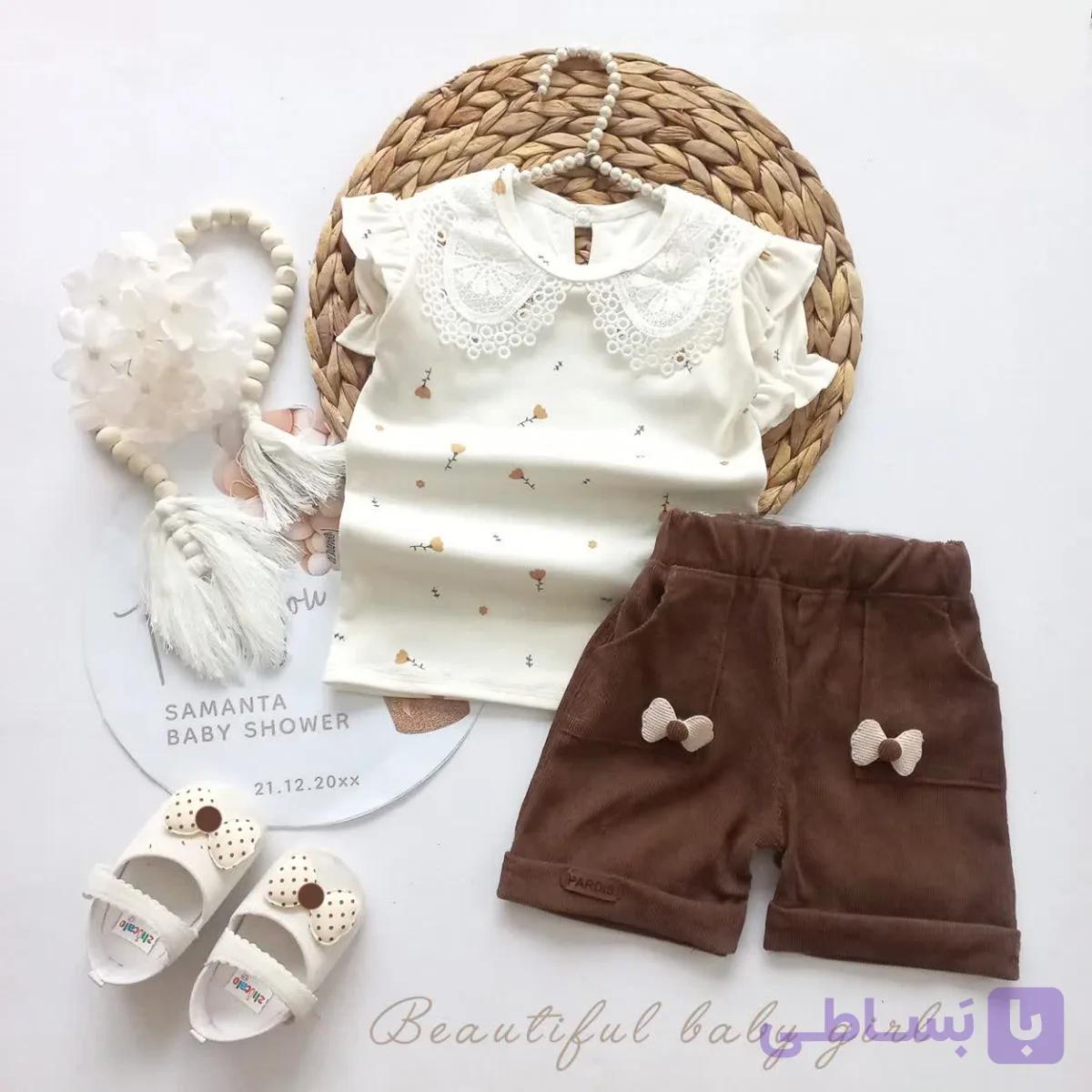 ست پوشاک دخترانه مدل ملیسا قهوه ای