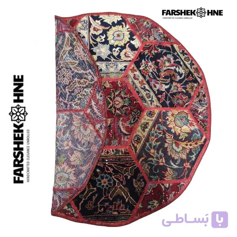 فرش دستباف کهنه پازلی آنتیک دایره ای به قطر 100 سانتی متر — تصویر 1