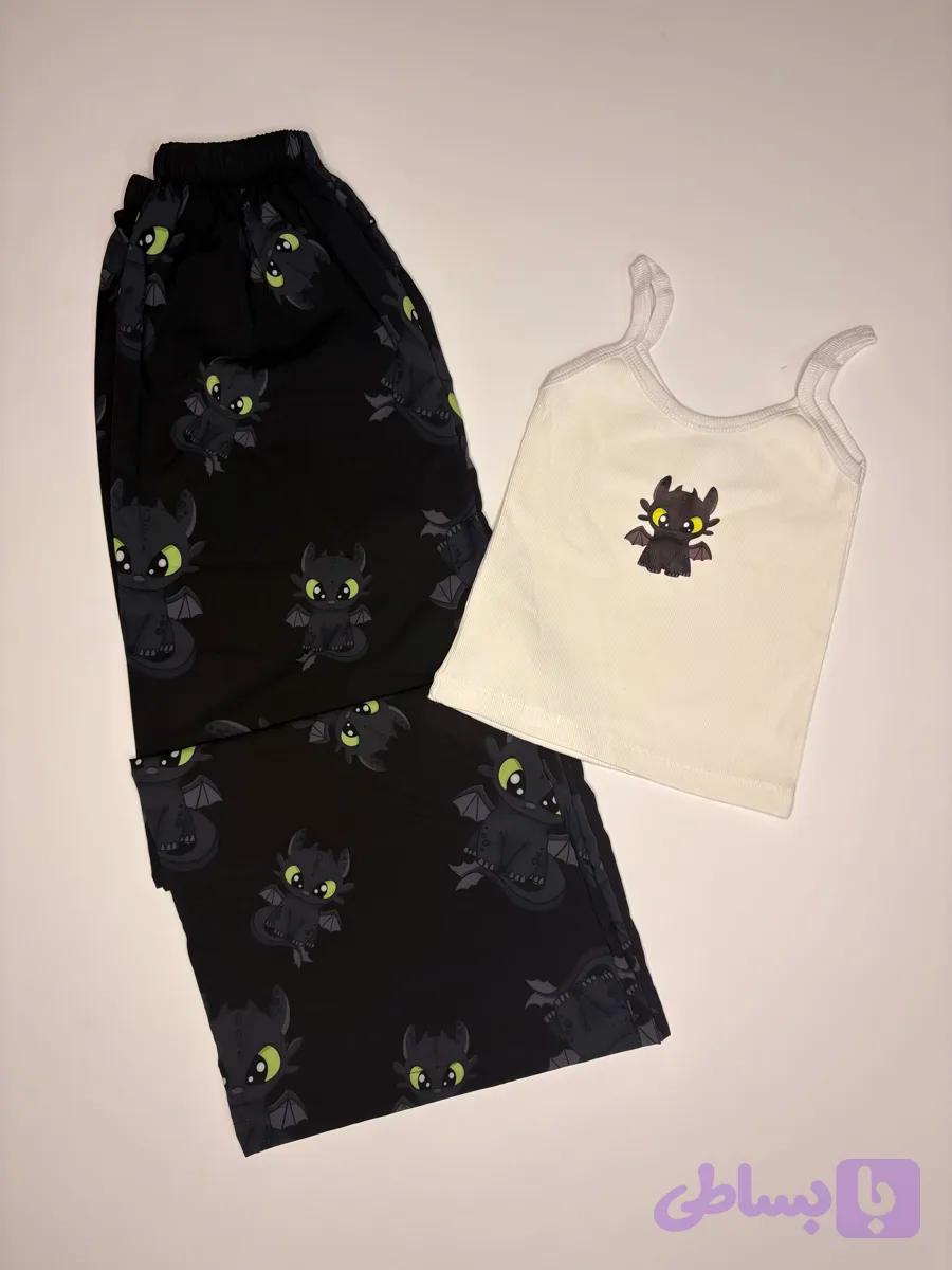 ست پیژامه تاپ بی دندون🐉🖤