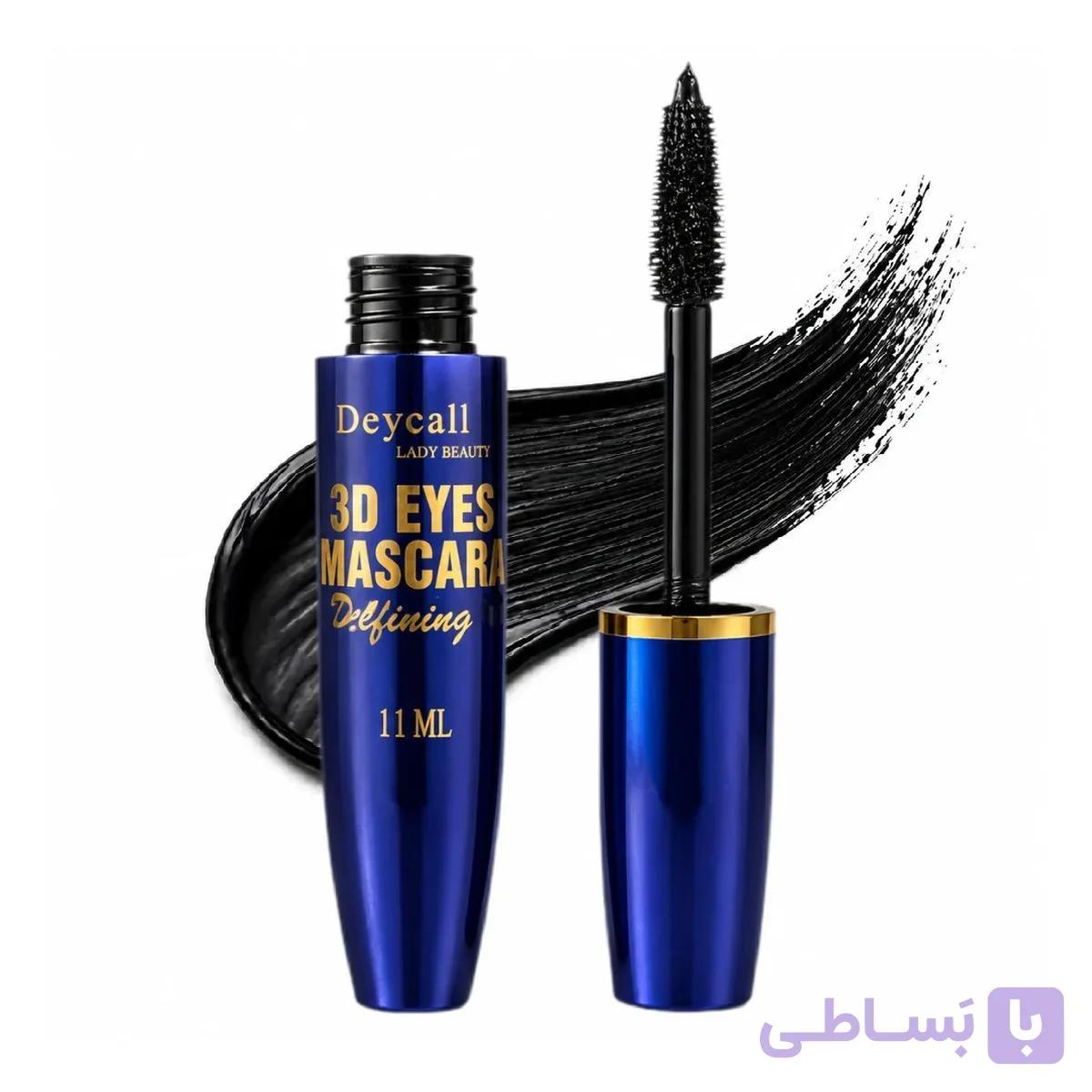 ریمل حجم‌دهنده و بلندکننده مژه دی‌ سل مدل 3D Eyes Mascara رنگ مشکی با برس فیبری باریک، ضد آب، ضد حساسیت، ماندگاری 8 ساعت و مناسب مژه های کم پشت و کوتاه برای استفاده روزانه