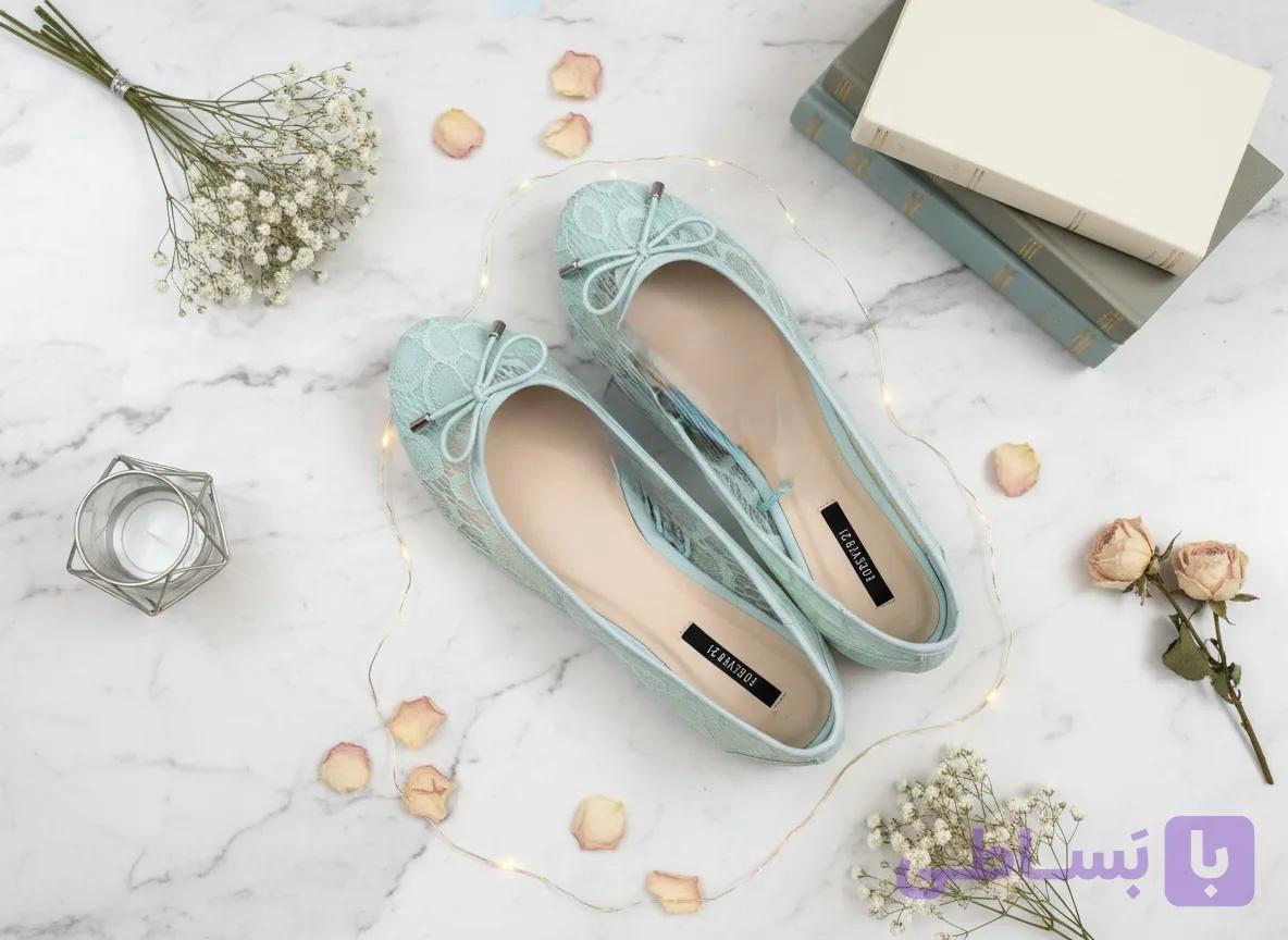 کفش باله زنانه Forever 21 مدل گیپوری رنگ آبی روشن