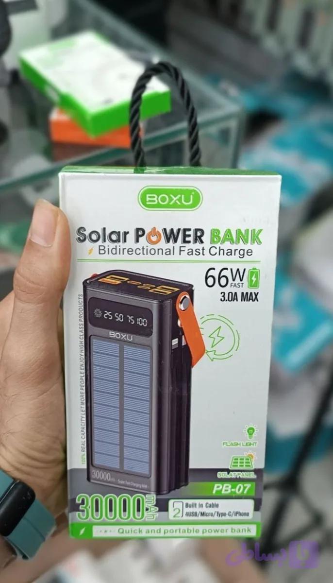 پاور بانک خورشیدی Boxu مدل ‏SOLAR PB-07 سی هزار میلی امپر خورشیدی