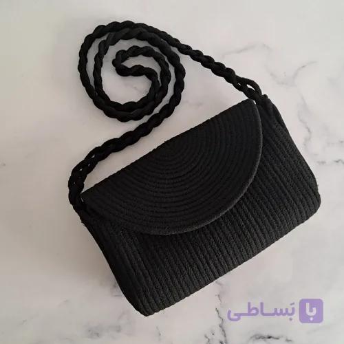 کیف دوشی قیطان دوزی با بند گیس بافت — تصویر 1