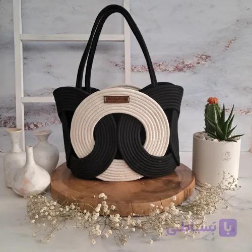 کیف دوشی پیچک قیطان دوزی با آستر پارچه‌ای دو رنگ — تصویر 1