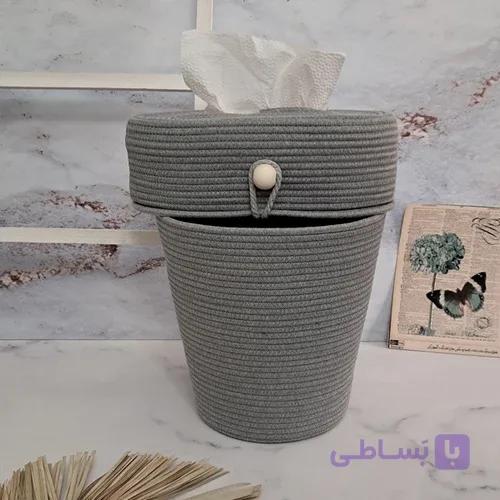 کاور دستمال کاغذی رنگ طوسی قطان دوزی — تصویر 1