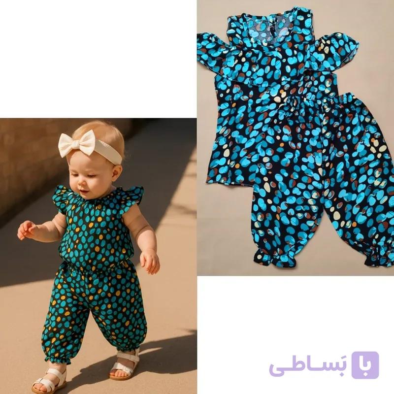 تاپ و شلوارک دخترانه نخی خارجی درجه یک و گرم بالا سایز ۳۵ تا ۵۰
