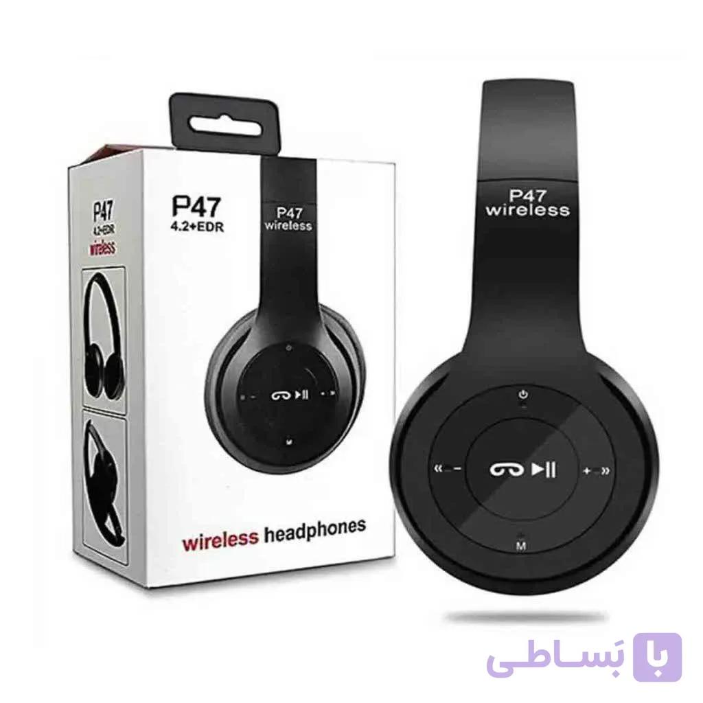 هدفون بلوتوثی مدل P47 بدون قابلیت نویز کنسلینگ، درگاه شارژ Micro USB، دارای شیار کارت حافظه