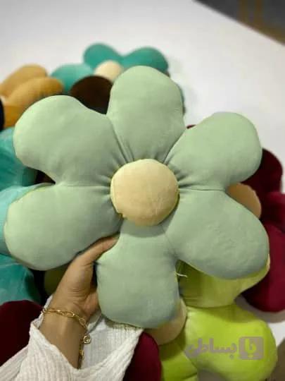 کوسن طرح گل مخمل وارداتی سبز سدری