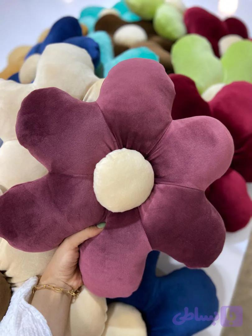 کوسن طرح گل مخمل وارداتی ارغوانی