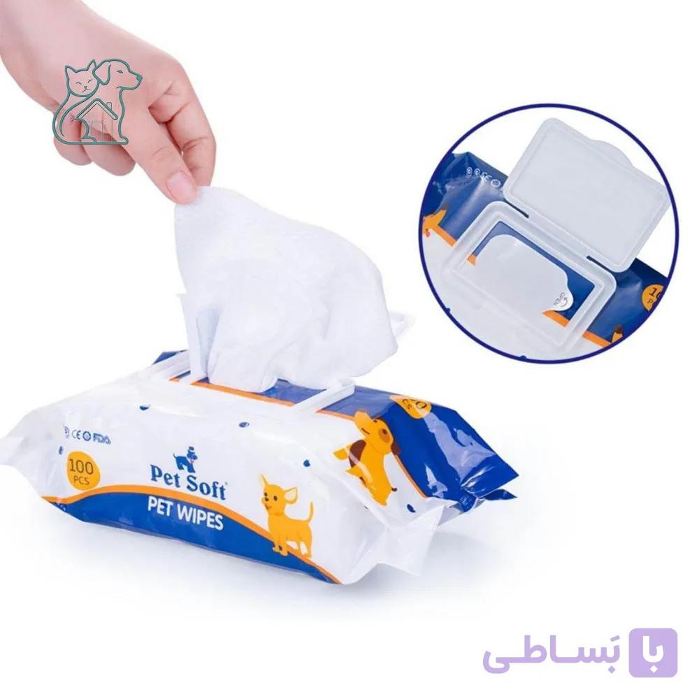دستمال مرطوب 100 عددی پت سافت