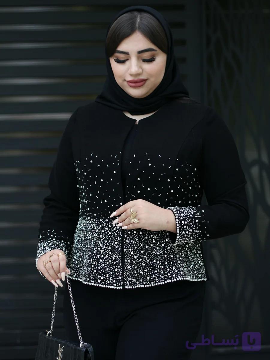 کراپ کت زنانه فول سنگ دوزی مدل الماس