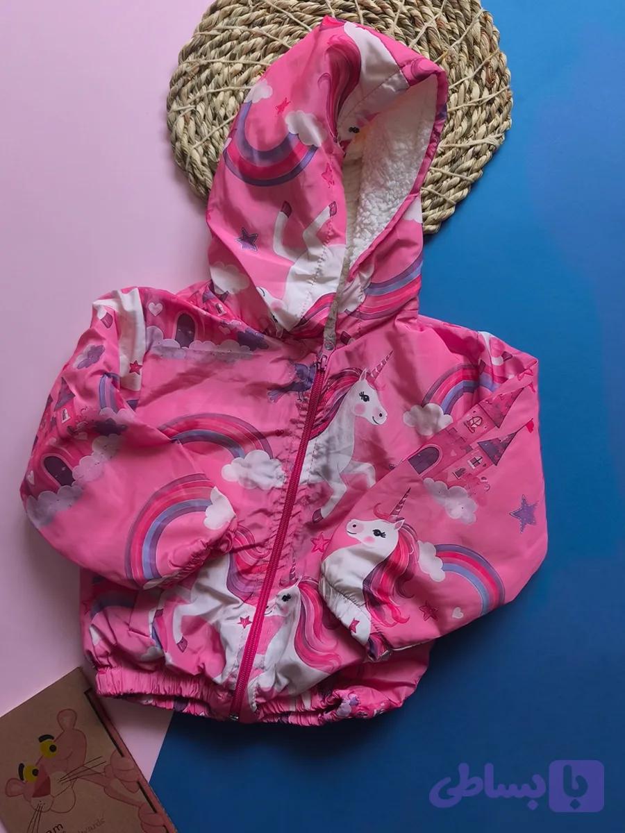 بارانی بچه گانه دخترانه طرح تک شاخ — تصویر 1