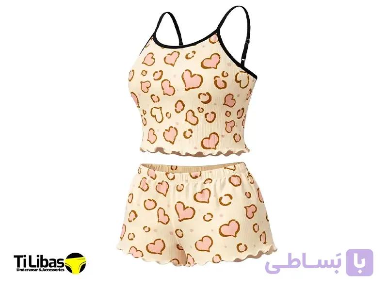 تاپ شورتک زنانه ریژان طرح گل ریز نخ کبریتی — تصویر 1