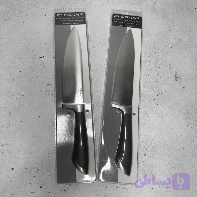 چاقو سرآشپز 7 کربنه الگانت 20 سانتی | چاقوی سوئیسی حرفه‌ای با تیغه کربن استیل — تصویر 1