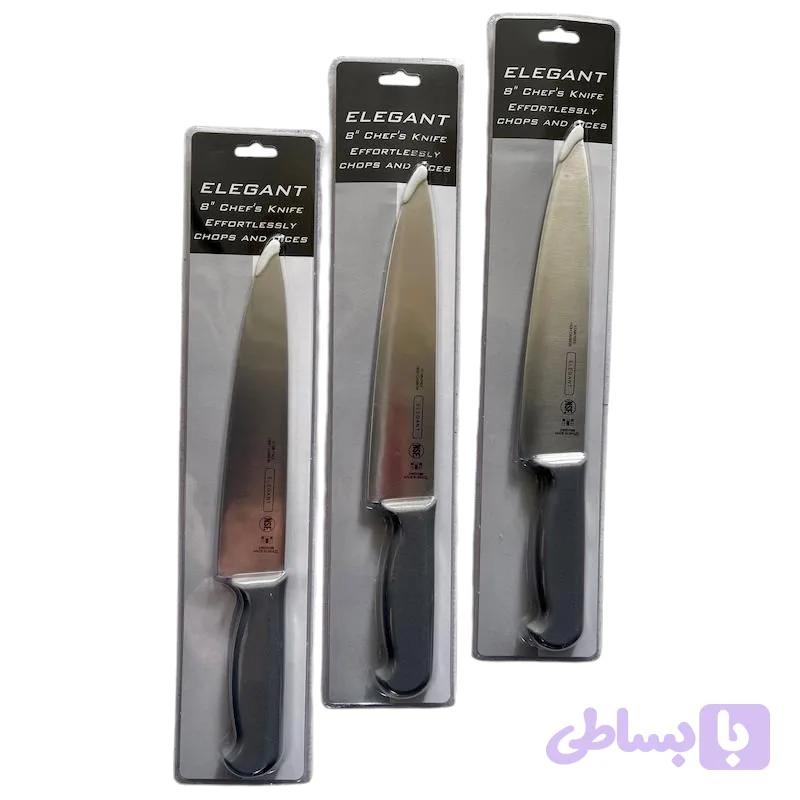 چاقو سرآشپز 5 کربنه الگانت 8 اینچ | چاقو آشپزخانه حرفه‌ای با تیغه استیل ضدزنگ و فوق‌تیز — تصویر 1