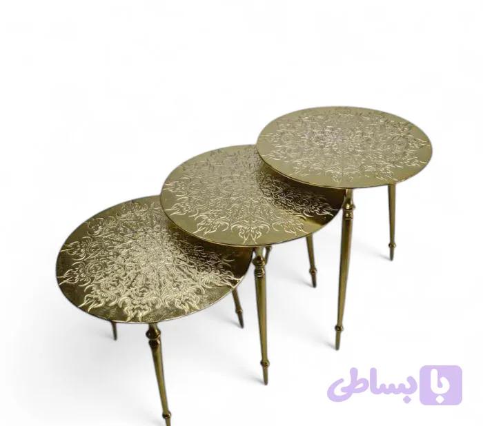 میز عسلی آلمینیومی خورشیدی طلایی — تصویر 1