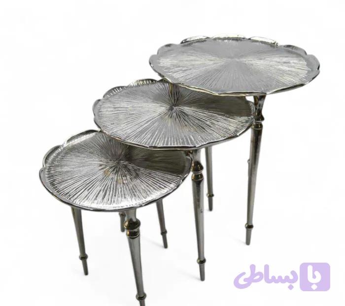 میز عسلی آلمینیومی نیلوفر نقره ای — تصویر 1