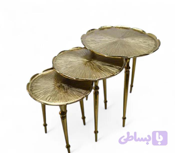 میز عسلی آلمینیومی نیلوفر طلایی — تصویر 1