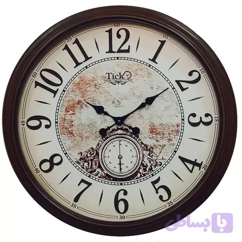ساعت دیواری چوبی تیک مدل 714 | طرح جزیره 70 سانتی — تصویر 1