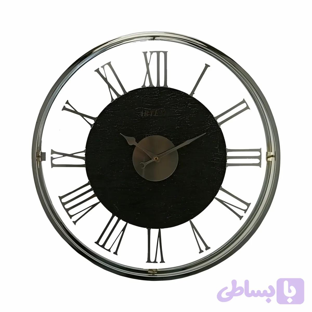 ساعت دیواری آرتمیس مدل 30220 گرد فلزی طلایی با اعداد یونانی برجسته، صفحه شیشه‌ای و موتور بی‌صدا — تصویر 1