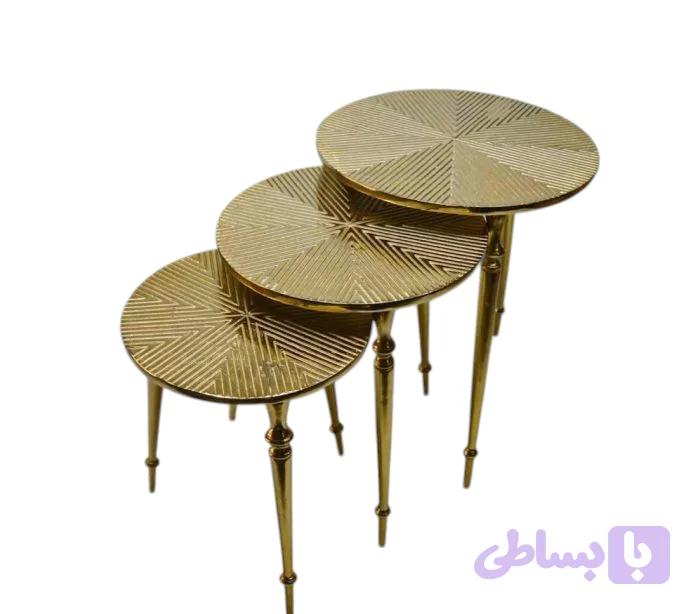 میز عسلی آلمینیومی خطی طلایی — تصویر 1