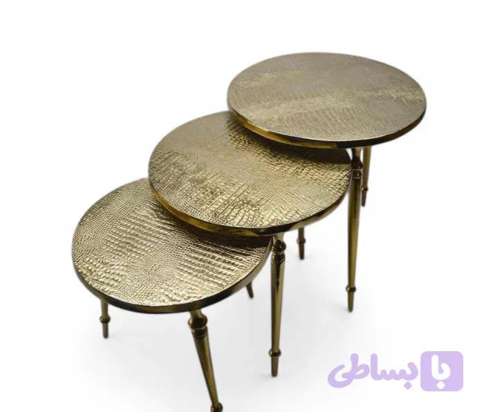 میز عسلی آلمینیومی پوست ماری طلایی — تصویر 1