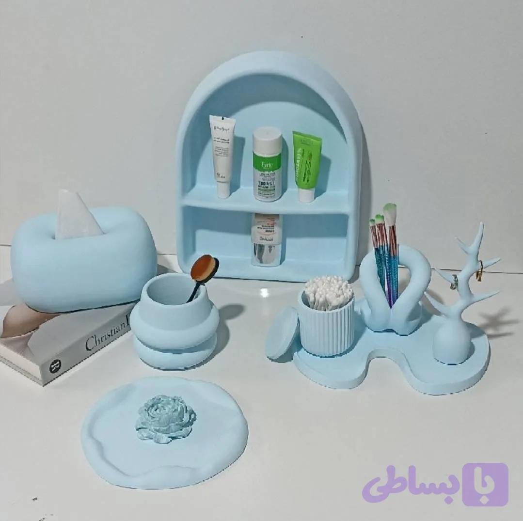 ست نظم دهنده میزآرایشی،رنگ ابی پینترستی،بسیار کیوت و زیبا،انتخابی متفاوت و خاص